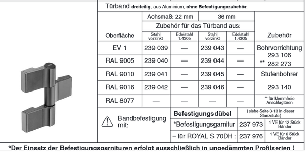 Schüco Türband Alu 239039 - 3-tlg. (22/94 -42+5/47)