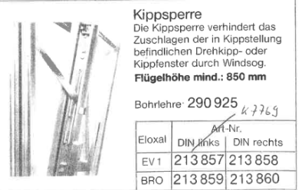 Schüco Kippsperre 213857