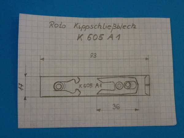 Roto Kippschließblech K 605 A1 / K 606 B12